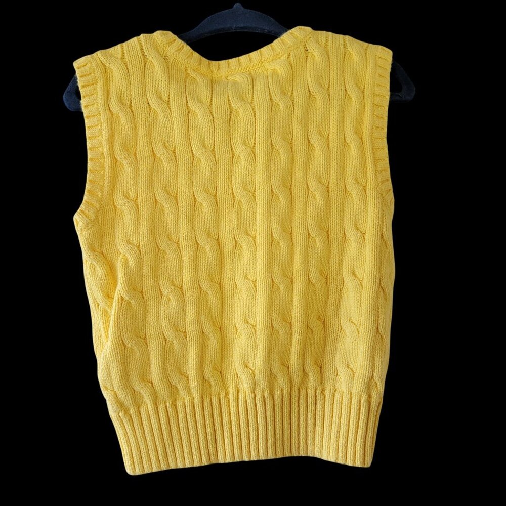 Polo By Ralph Lauren Yellow Cable Knit V-Neck Sweater Vest 18M Baby Cotton - Picture 2 of 11
